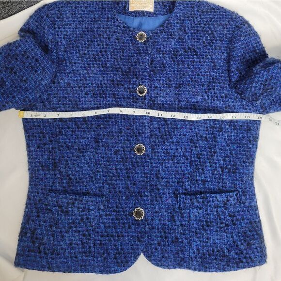 VINTAGE 70s Pendleton suit blue tweed academia wool skirt set S/M - Picture 13 of 14